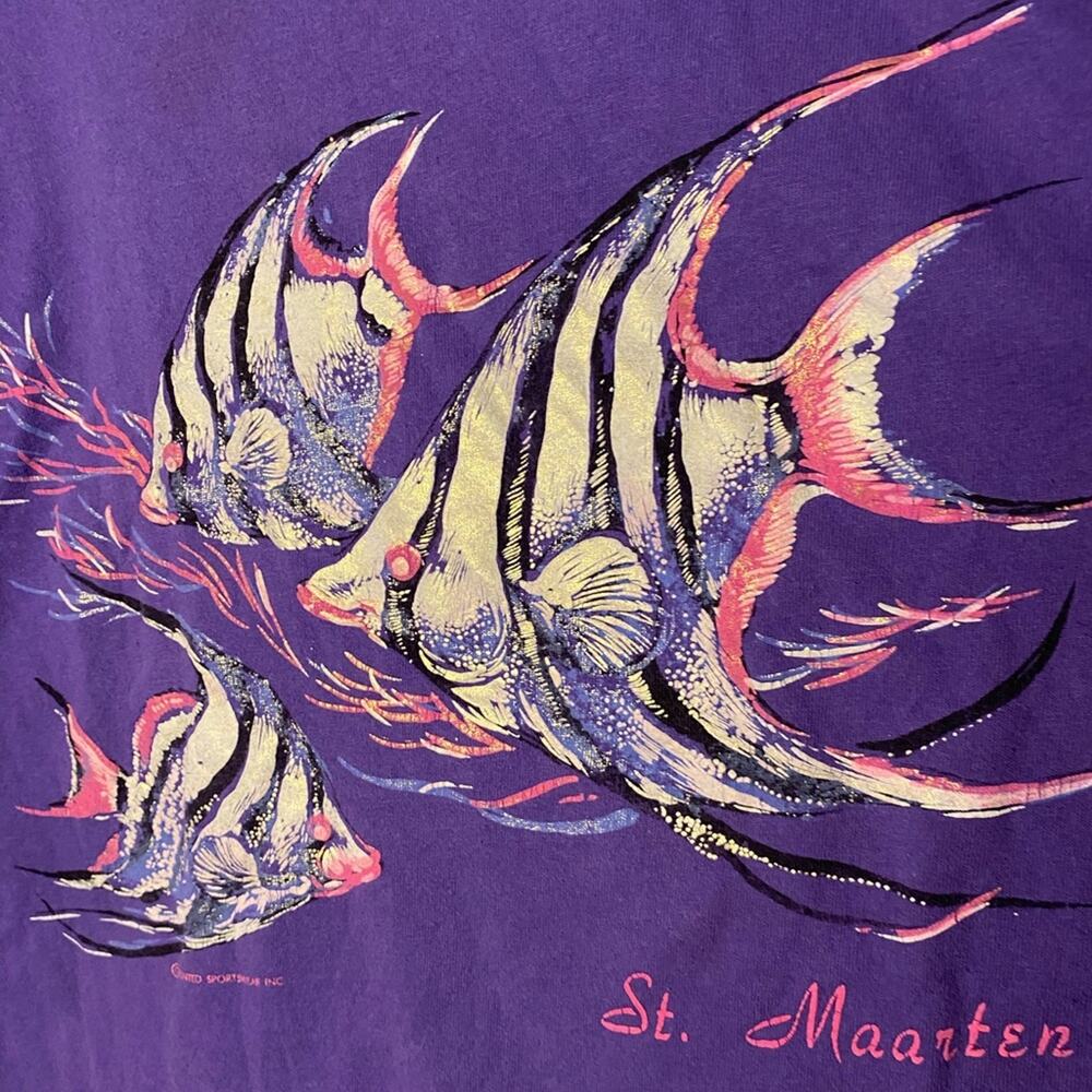 Vintage Resort Images Single-Stitched St. Maarten Tropical Fish Tee